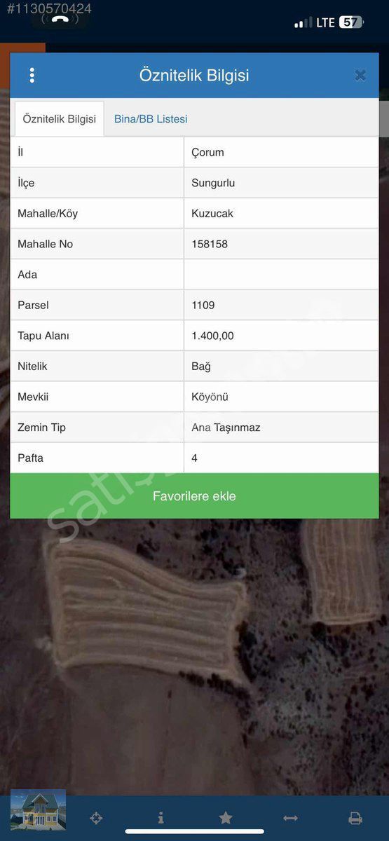 1400 m2 YOLLU BAĞ KREDİ KARTINA TAKSİT