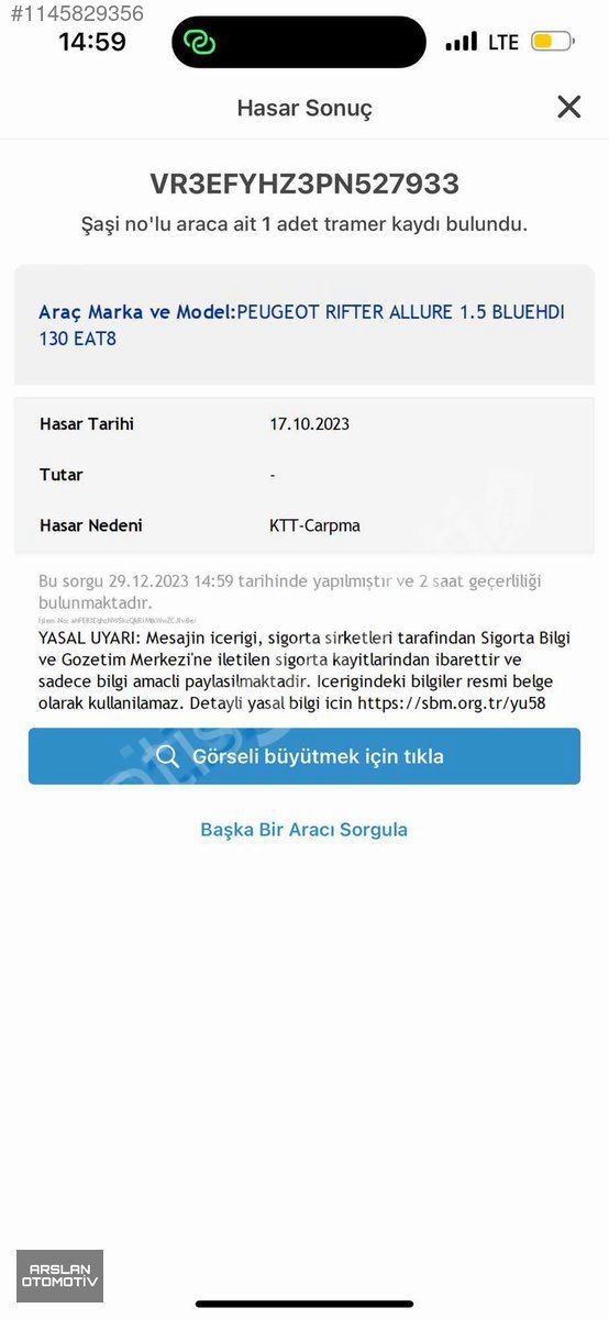 2023 RİFTER 1.5BlueHDI Allure OTOMATİK HATASIZ BOYASIZ
