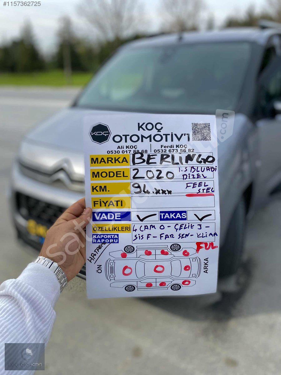KOÇ OTOMOTİV-1'DEN/2020 BERLİNGO HATASIZ-350 BİN PEŞİNAT İLE