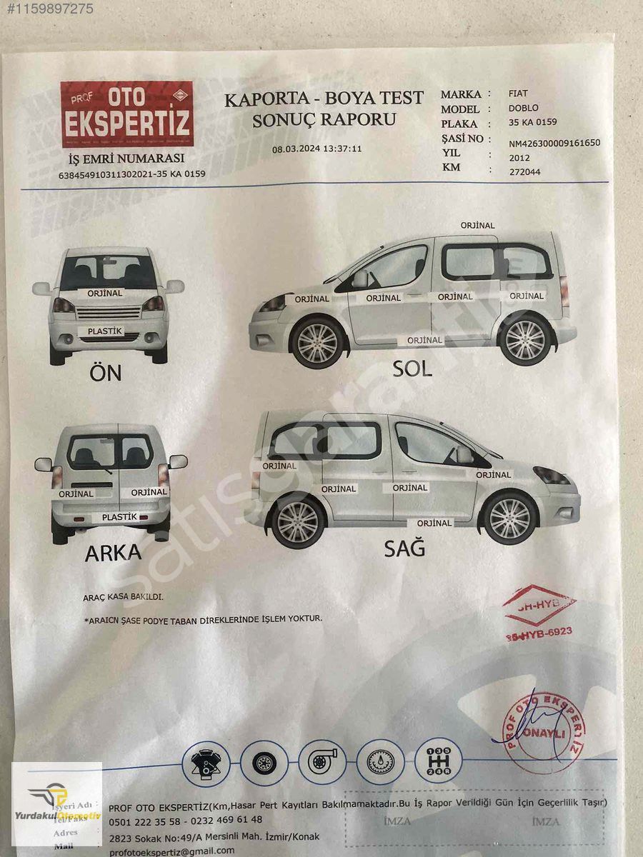 2012 FİAT DOBLO 1.3 M.JET 90BG DYNAMIC GENİŞ AİLE ARABASI