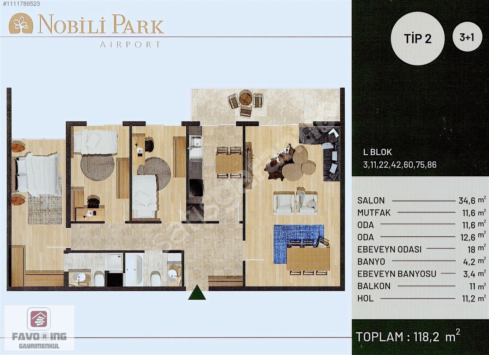Ayrancılar Nobili Park Airport Senetle Satılık 3+1 Teraslı Daire