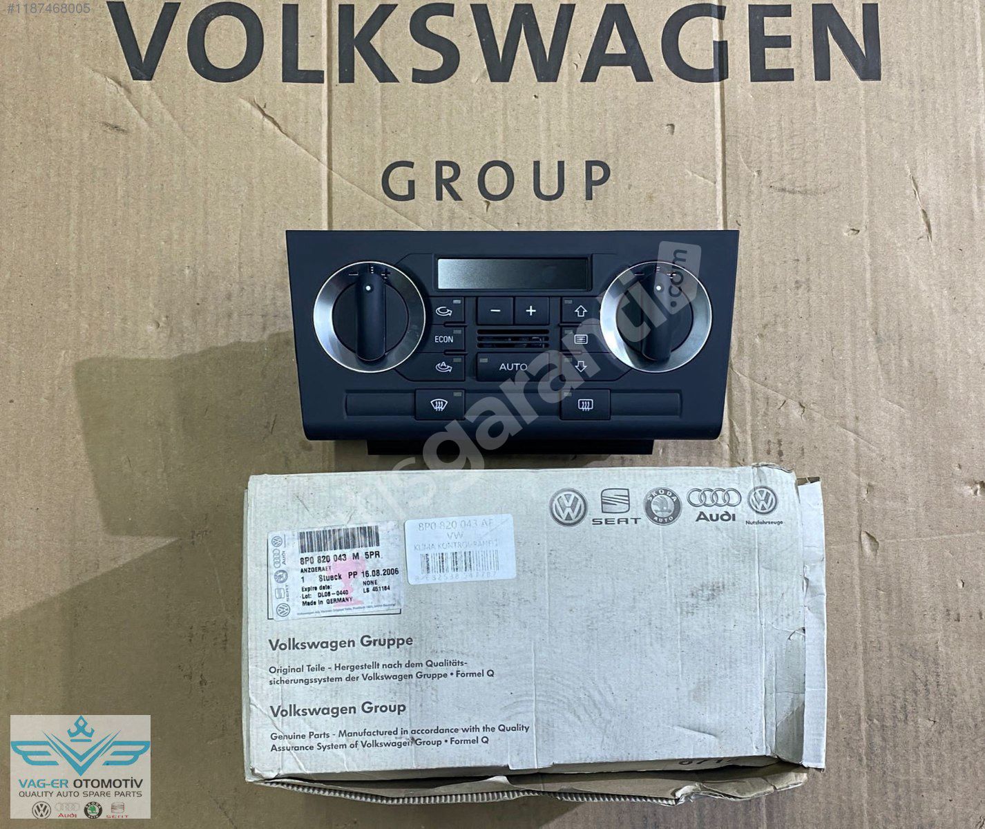 A3 2004-2008 KLİMA KONTROL PANELİ DÜĞMESİ 8P0820043M OEM SIFIR