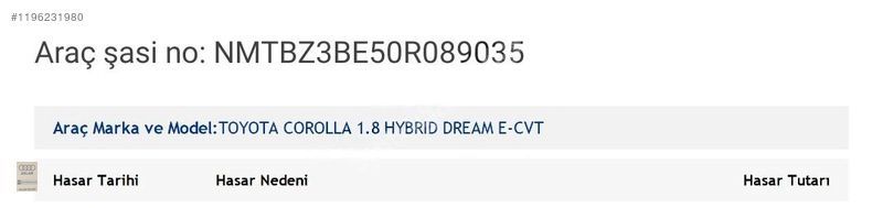 KREDİ KARTINA 12 AY TAKSİT 1.8 HYBRİD DREAM PAKET TOYOTA COROLLA