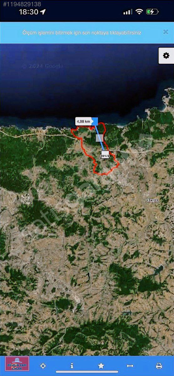 Çalköy de turizm imarında 4.323 m2 arazi