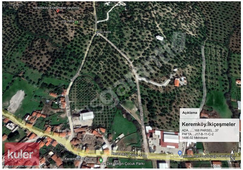 BALIKESİR GÖMEÇ KEREMKÖY'DE 1486 m² SATILIK ZEYTİNLİK