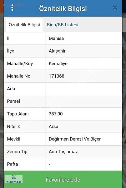 Manisa Alaşehir Kemaliye Mahallesinde 2 Kat İmarlı 387 m2 Arsa