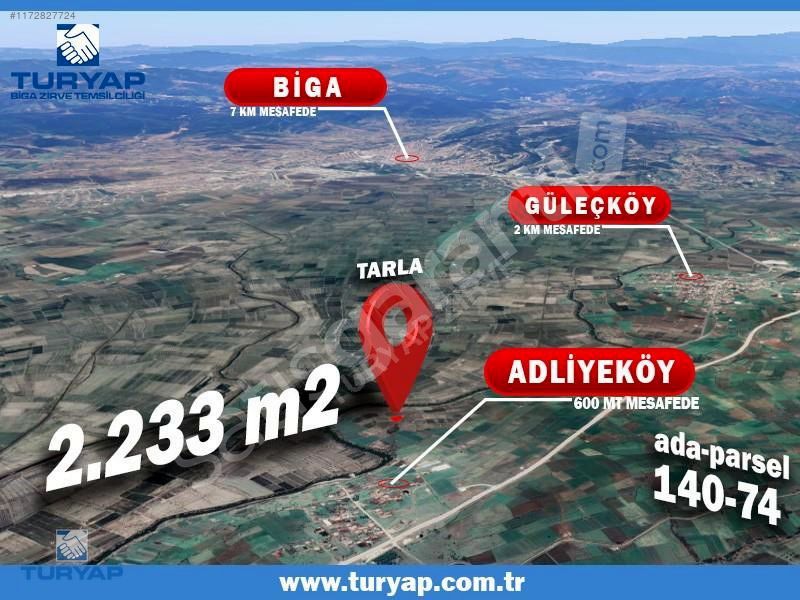 ÇANAKKALE BİGA GÜLEÇ KÖY 2,233 M2 SATILIK YATIRIMLIK TARLA