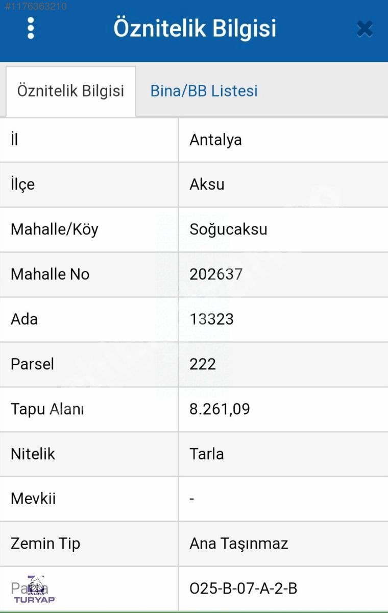 ANTALYA AKSU SOĞUCAKSU'DA SATILIK TARLA HİSSESİ