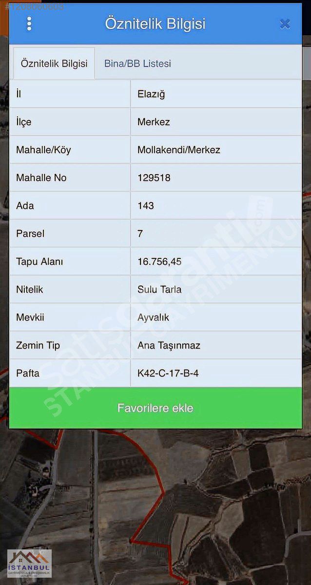MOLLAKENDINDE SATILIK 16.756m2 TARLA