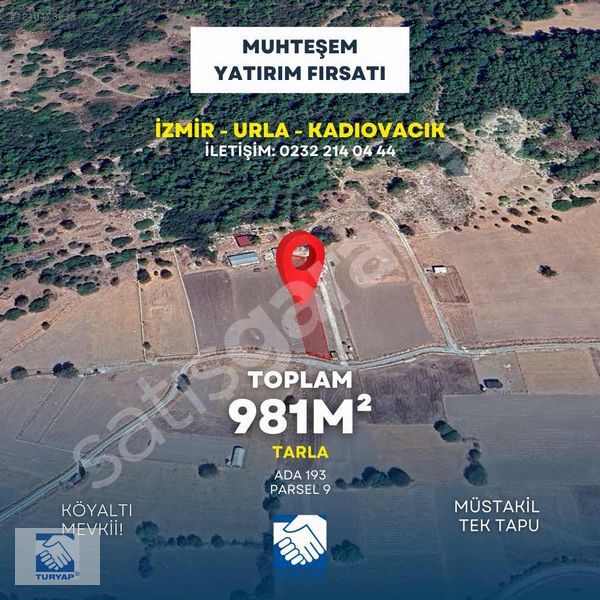 TURYAP'TAN URLA KADIOVACIK'TA 11 METRE YOL CEPHELİ SATILIK TARLA