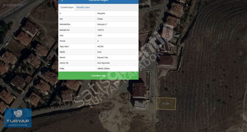ÜRGÜP EVKA Mah. de İMARLI ARSA