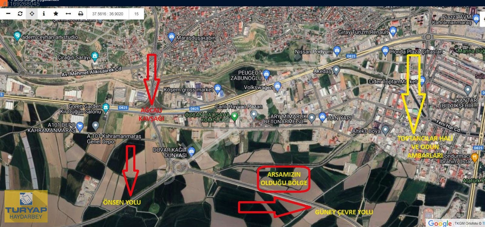 Haydarbey TURYAPTAN 5.950 m2 Fırsat Satılık Ticari Arsa