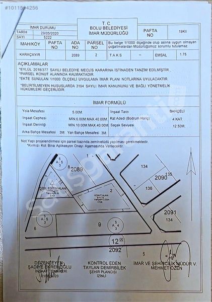 BOLU MERKEZ KARAÇAYIR MAHALLESİNDE SATILIK KONUT İMARLI ARSA
