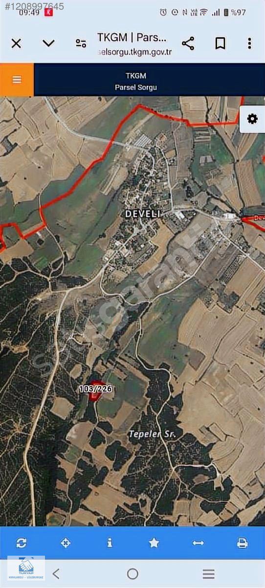 TURYAP'TAN VİZE DEVELİ DE 4,593 M2 SATILIK TARLA