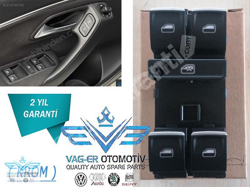 VW POLO 2015-2017 ÖN SOL CAM DÜĞMESİ DÖRTLÜ 6C Lİ ŞASE / KROM