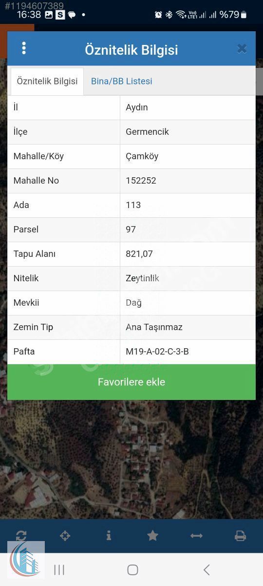 AYDIN GERMENCİK ÇAMKÖY DE TEK TAPU 822 m2 ZEYTİNLİK YOL KENARI