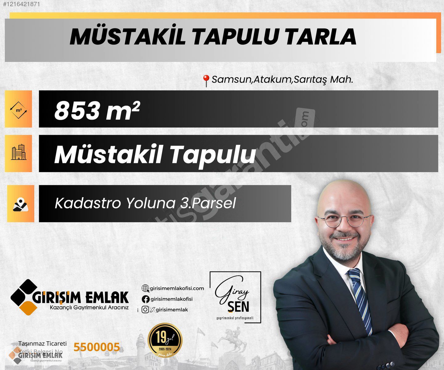 SARITAŞTA 853 M2 MÜSTAKİL TAPULU SATILIK TARLA