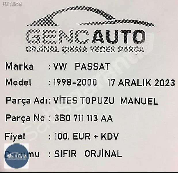 VW PASSAT VİTES TOPUZU MANUEL SIFIR ORJİNAL OEM 3B0711113 AA