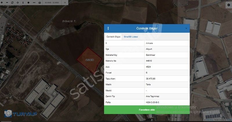 TURYP'tan AKYURT Balıkhisar da Satılık 1950 m2 Arsa
