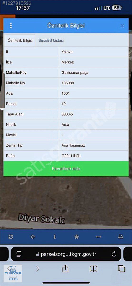 TURYAP Tan GOP da DENİZ MANZARALI 308,45 m2 ARSA