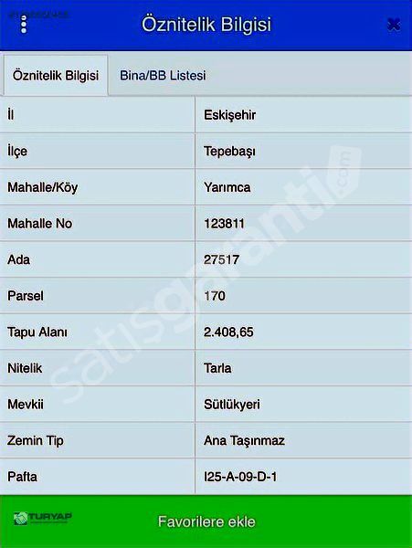 TURYAP ESKİŞEHİR YARIMCA SATILIK ARAZİ