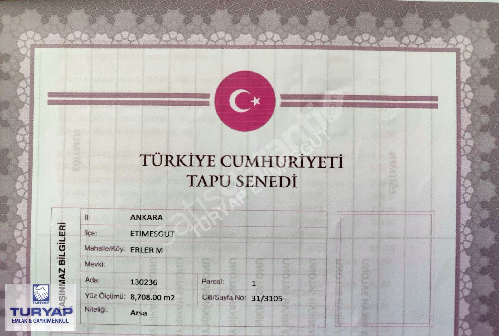 Erler de Daire Getirili Satılık Arsa TURYAP tan