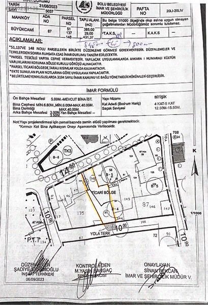 Bolu Merkez Ptt Caddesinde Satılık Ticari Arsalar