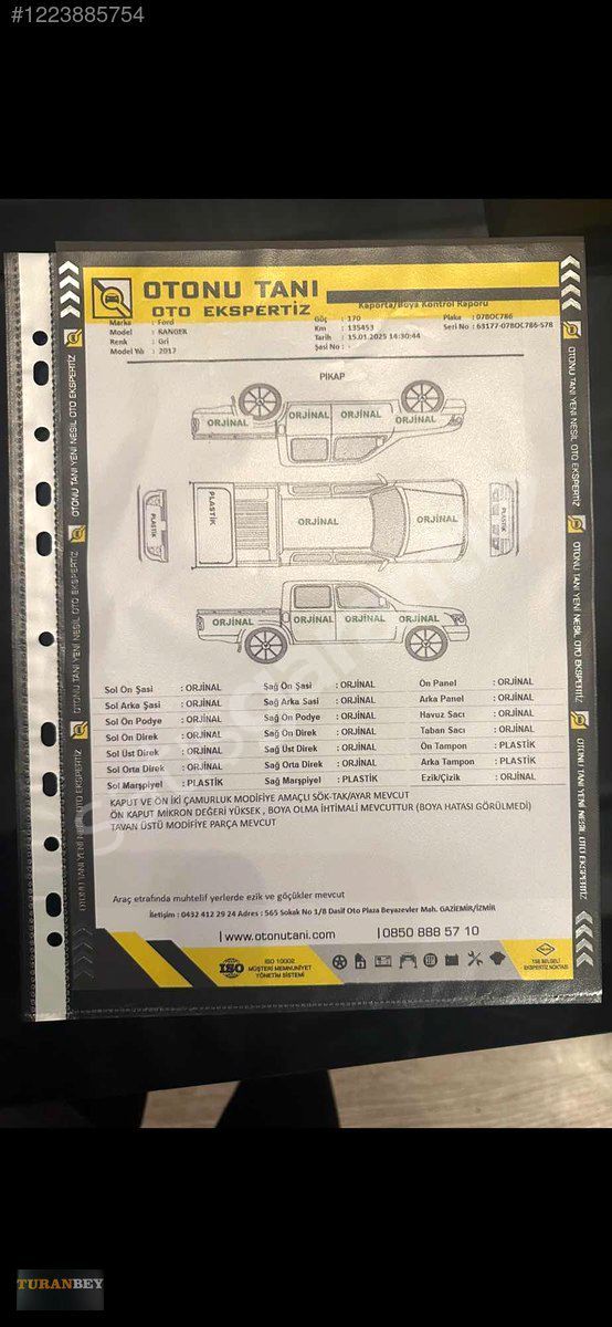 2017 MD 135 BİN DE4x4. OTOMOTİK HATASIZ BOYASZ YAPILI RANGER