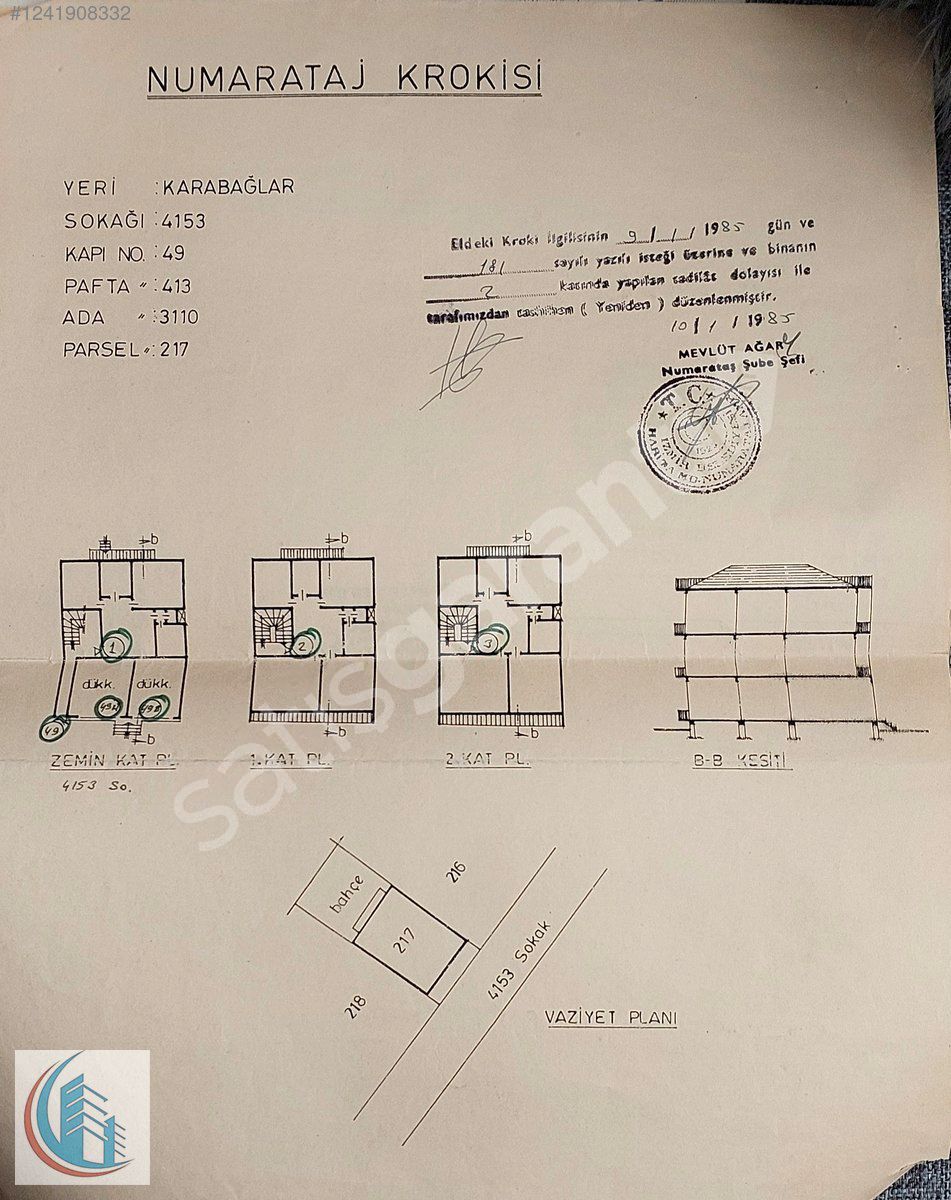 KARABAĞLAR YUNUSEMRE MAH 192 m2 ARSA İÇİNDE KOMPLE BİNA