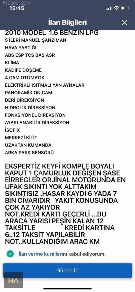 Çok temiz araç
