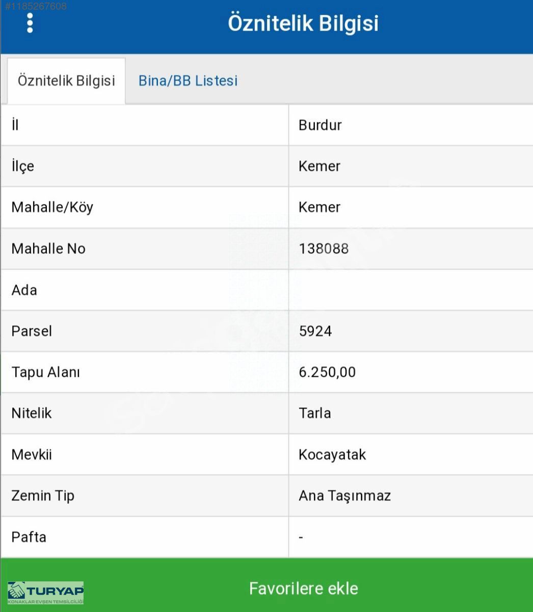 BURDUR KEMER'DE VERİMLİ TOPRAKLARDA SATILIK 6 DÖNÜM TARLA