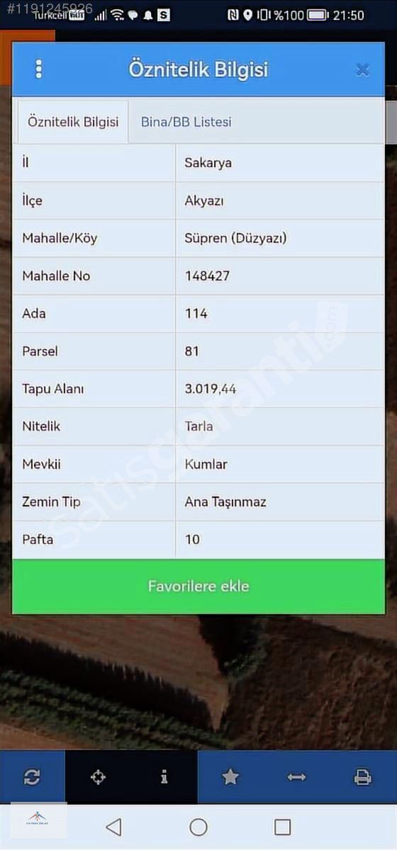 AKYAZI SEYFELER ANA YOL ÜZERİ SATILIK ARAZİ