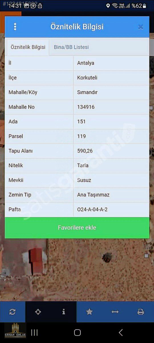 Korkuteli sımandır Susuzda yatırımlık tarla 650 metre²