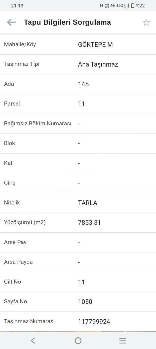 Sahibinden müstakil tapulu merkezi yer 10 dk HALİYE 