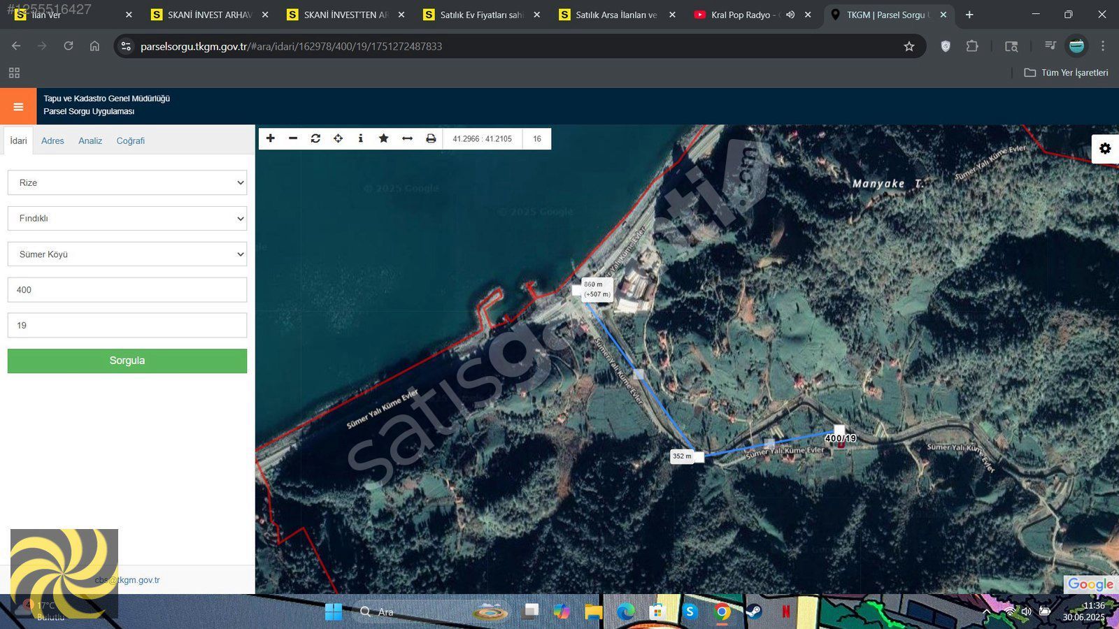 SKANİ İNVEST FINDIKLI SÜMER KÖYÜNDE MÜSTAKİL ARAZİ 446 M2