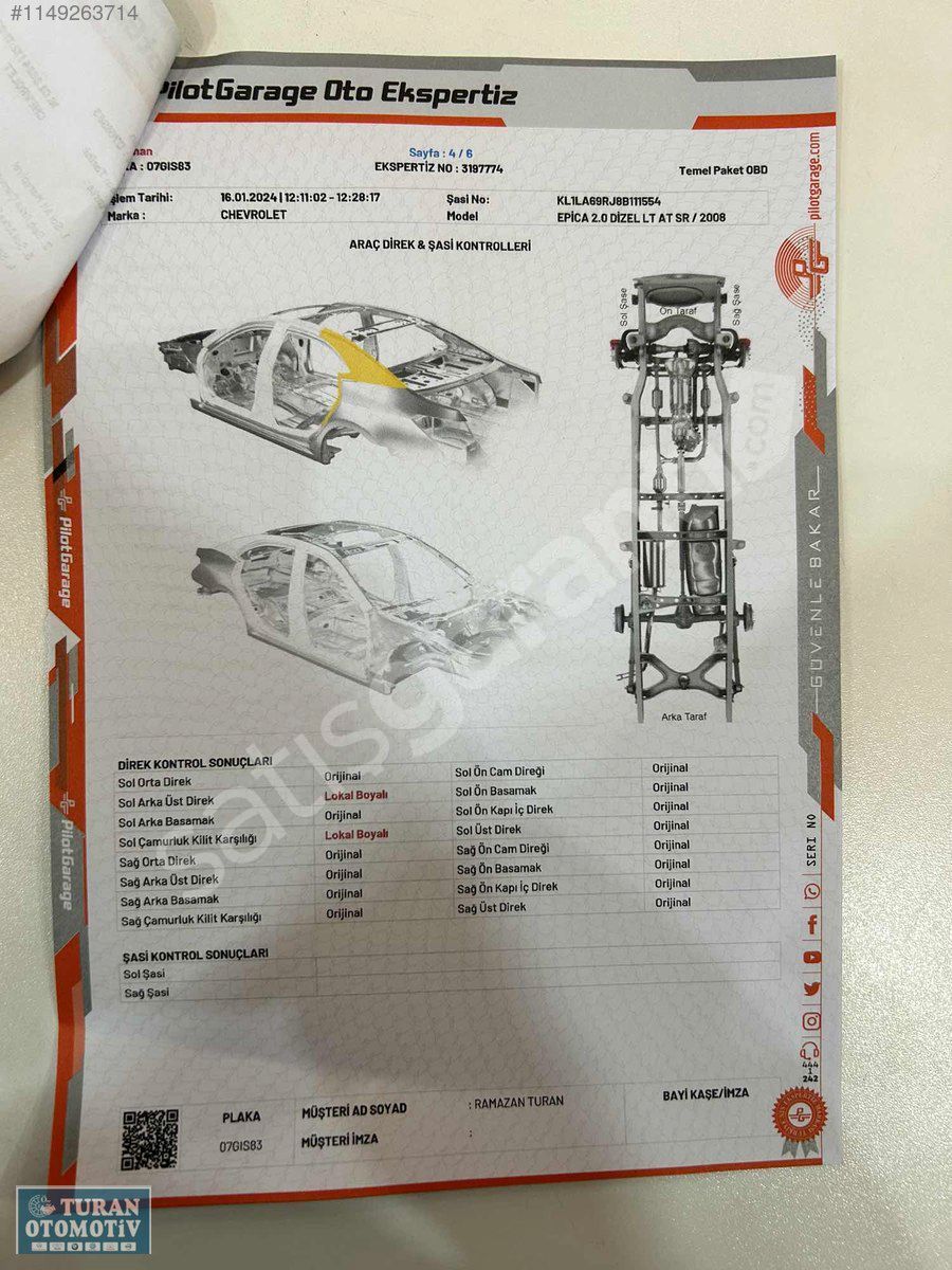 2008 MODEL OTOMATİK TAVAN KOLTUK ISITMA KATLANIR AYNA