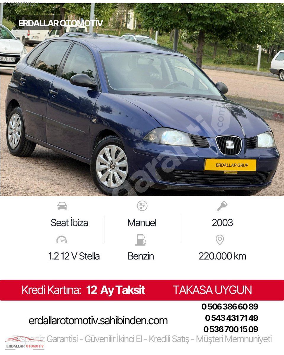 Erdallar Otomotiv 2003 Model Seat İbiza 1.2 12 V Stella Orijinal