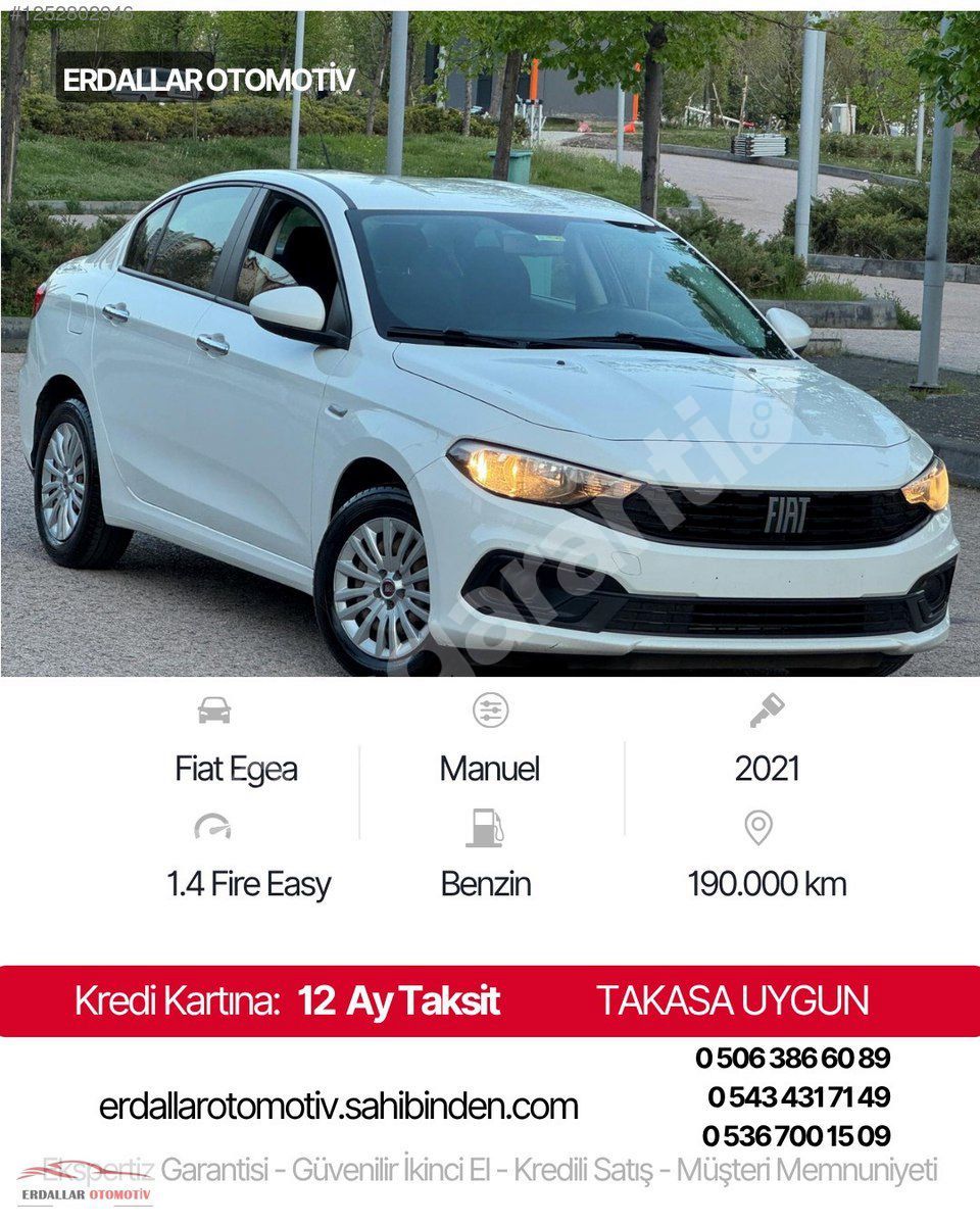 Erdallar Otomotiv 2021 Model Fiat Egea 1.4 Fire Easy Orijinal