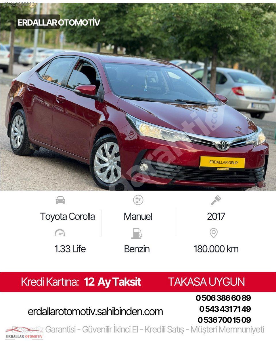Erdallar Otomotiv 2017 Model Toyota Corolla 1.33 Life Manuel Orj