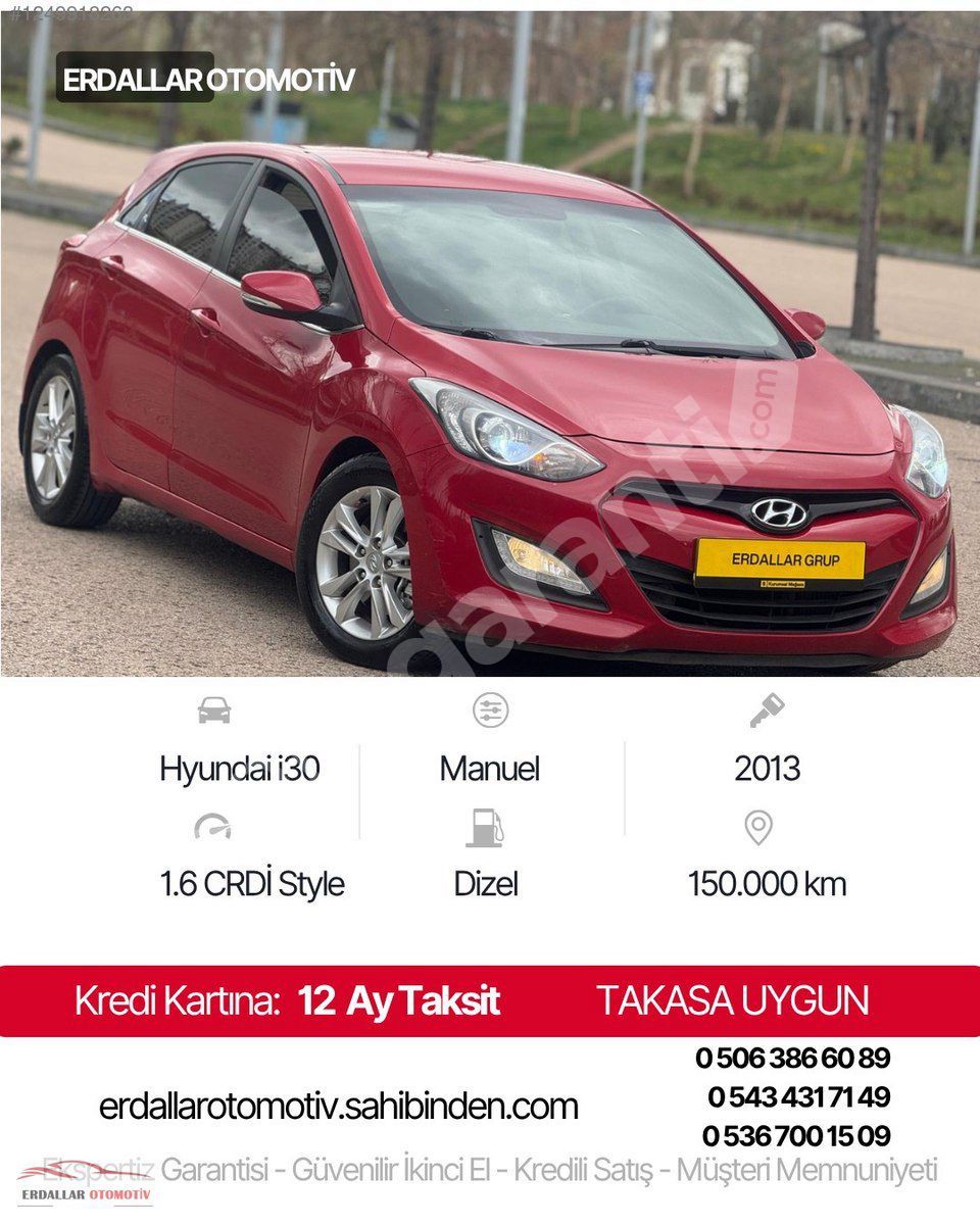 Erdallar Otomotiv 2013 Model Hyundai i30 1.6 CRDI Style Orijinal