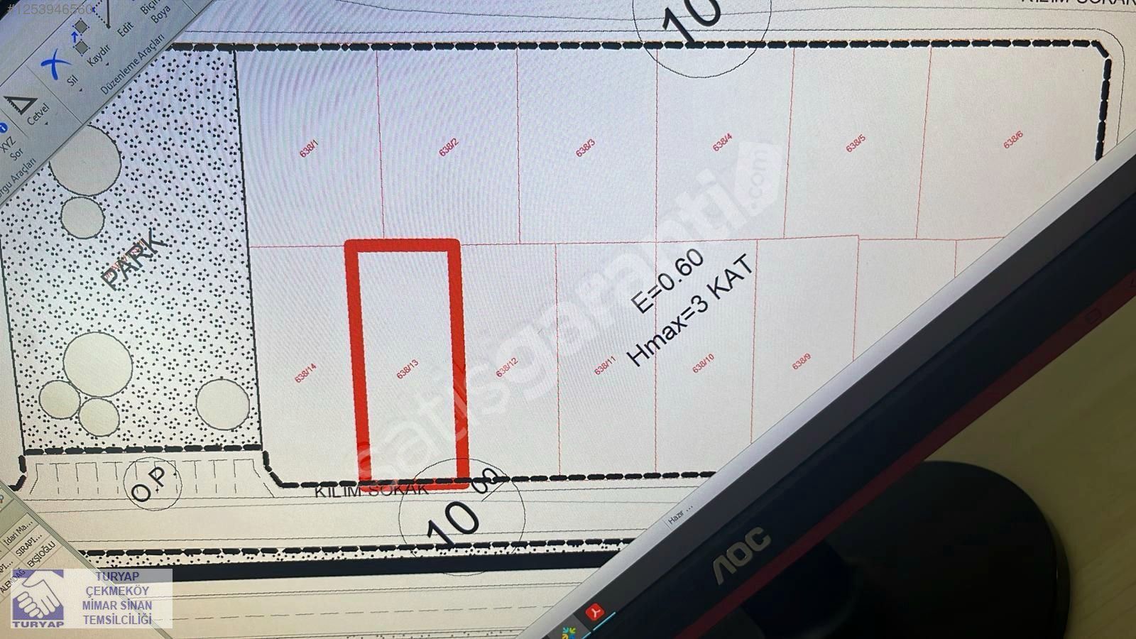 MAHİR'den ÇEKMEKÖY SIRAPINAR SATILIK 580m2 ARSA E=060 Hmax=3 KAT