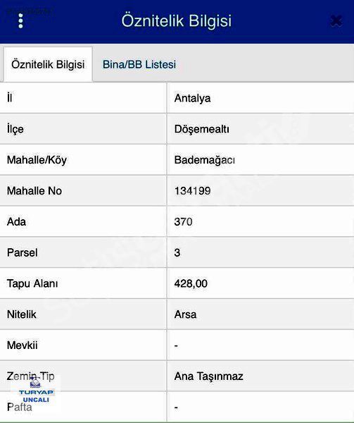 Antalya Döşemealtı Bademağacı'nda Satılık İmarlı Arsa