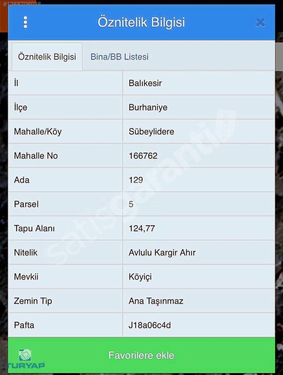 BURHANİYE SÜBEYLİDEREDE KÖY İÇİ İMARLI ARSA