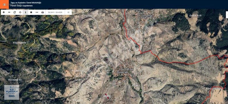KÜTAHYA EMET DÜŞECEK KÖYÜ SATILIKK TEK TAPU YOLA SIFIR 755 M2
