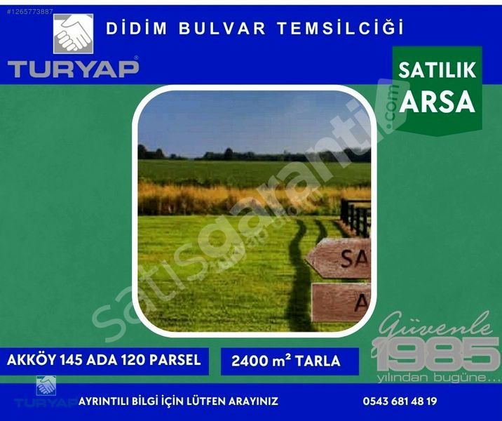 DİDİM AKKÖY DE 2400 M² TARLA
