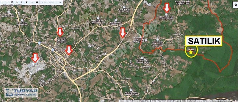 Sakarya Kaynarca Karamanlarda 11902 m2 Satılık Fındık Bahçesi