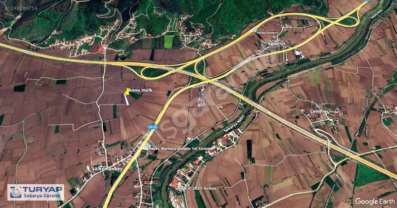 ADAPAZARI SÜLEYMANBEY'DE OTOBANA YAKIN SATILIK 1553 M2 TARLA