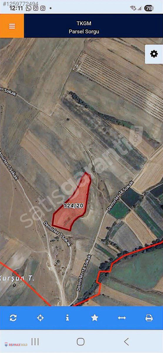 DEMİRLERLE KURTDERE SINIRINDA KÖYE YAKIN 6450m2 ÇİFTLİK ARAZİSİ