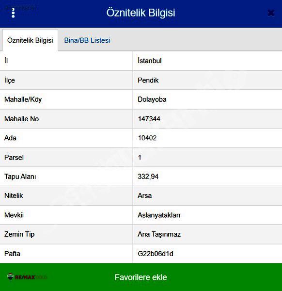 PENDİK VELİBABA MAH SATILIK 332 M2 KONUT İMARLI ARSA