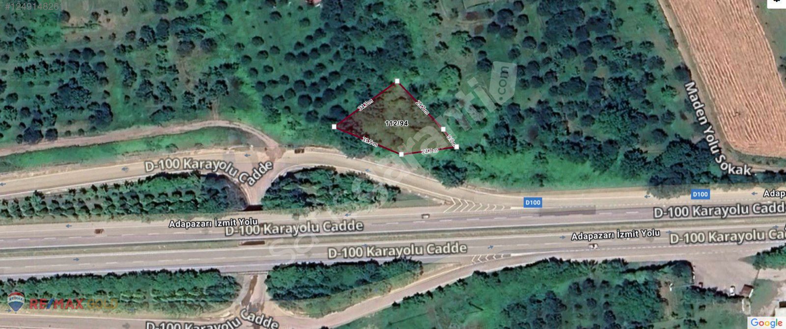 KARTEPE YENİEŞME D-100 ANA YOLA 57M CEPHELİ MÜSTAKİL ARAZİ